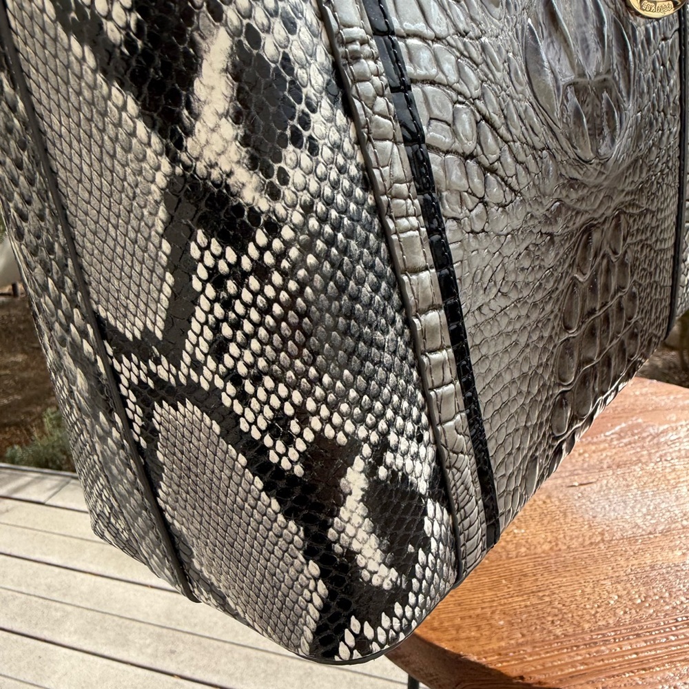 Brahmin Steel Fontaine Large Duxbury Satchel Handbag EUC - Picture 7 of 13